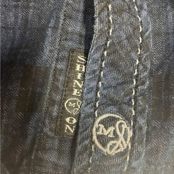 Moonshine spirit plaid, blue, and black with white stitching, size large - Picture 3 of 4